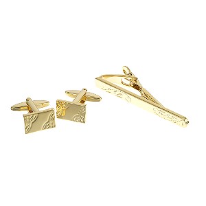 Classic Collection Etched Cufflink And Tie Slide