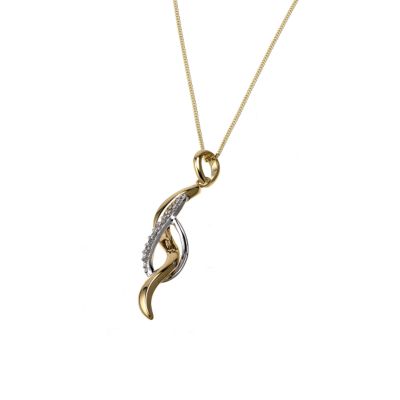 9ct two colour gold diamond necklace