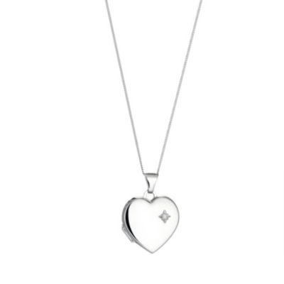 9ct white gold diamond heart locket - Product number 6347266