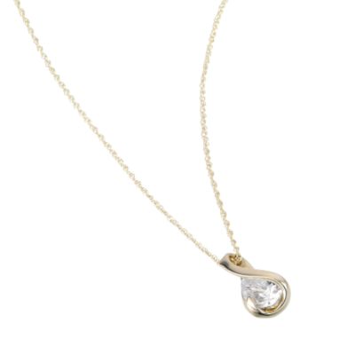 9ct gold cubic zirconia pear shaped necklace - Product number 6347339