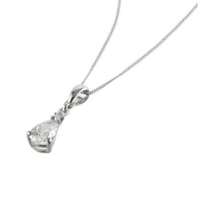 9ct white gold cubic zirconia drop pendant - Product number 6347355