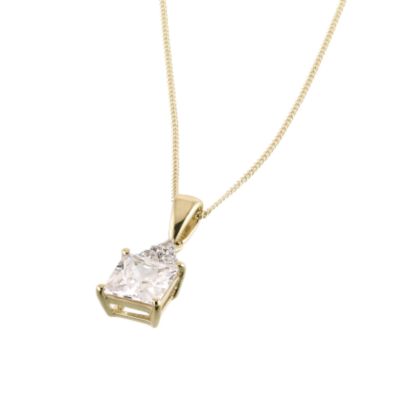 9ct white gold cubic zirconia square pendant - Product number 6347371