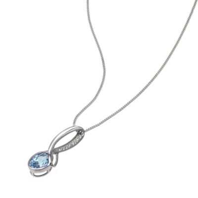 9ct white gold diamond blue topaz drop pendant - Product number 6347452