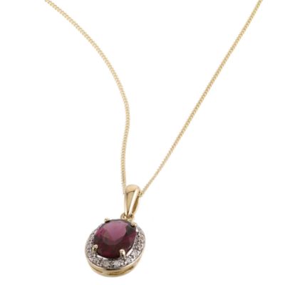 9ct gold diamond and garnet pendant - Product number 6347576