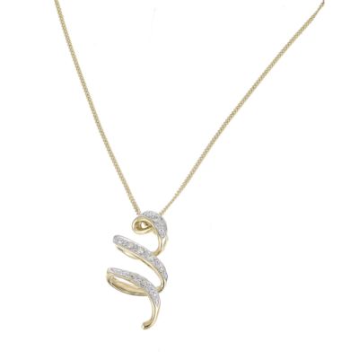 9ct yellow gold pave diamond spring necklace - Product number 6347843