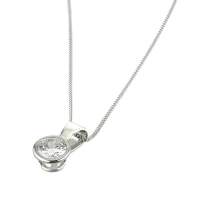 9ct white gold 6mm cubic zirconia pendant - Product number 6348130
