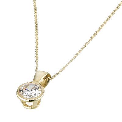 9ct gold 6mm cubic zirconia pendant