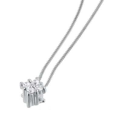 9ct white gold four claw cubic zirconia pendant - Product number 6348203