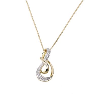 9ct yellow gold diamond drop pendant - Product number 6348211