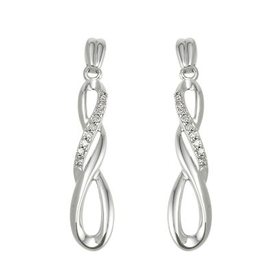 9ct white gold diamond twist earrings - Product number 6348270