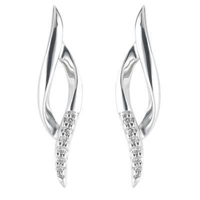 9ct white gold diamond wave earrings - Product number 6348289