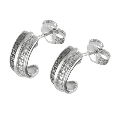 9ct white gold black and white diamond huggy earrings - Product number 6348335