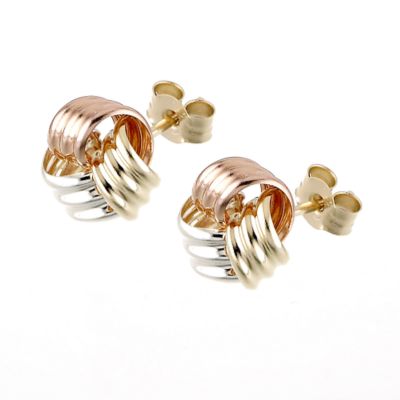 9ct three colour gold stud earrings - Product number 6348343