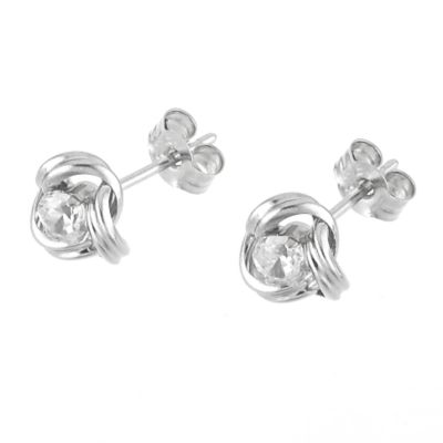 9ct white gold cubic zirconia knot stud earrings - Product number 6348351