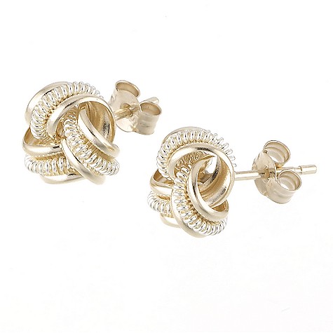 9ct yellow and white gold knot stud earrings