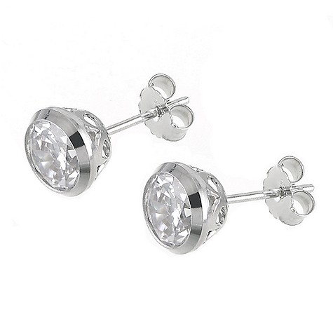 Unbranded 9ct white gold cubic zirconia stud earrings 6mm