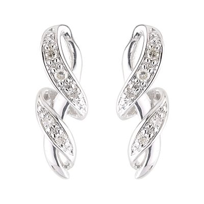 9ct white gold diamond twist stud earrings - Product number 6348440