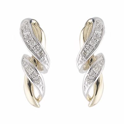 9ct gold diamond twist stud earrings - Product number 6348459