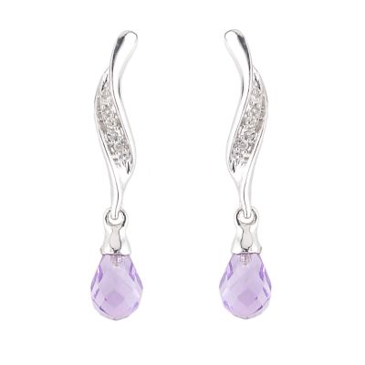 9ct white gold diamond and amethyst earrings - Product number 6348475