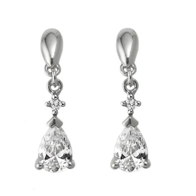 9ct white gold cubic zirconia drop earrings - Product number 6348483