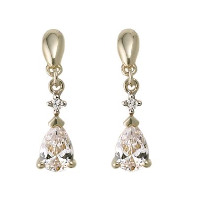 9ct gold cubic zirconia drop earrings - Product number 6348491