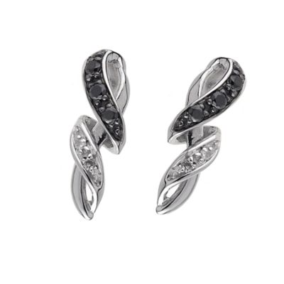 9ct white gold black and white diamond earrings - Product number 6348513
