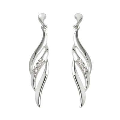 9ct white gold diamond triple wave drop earrings - Product number 6348688