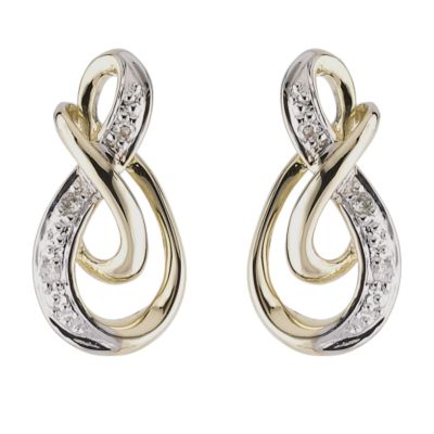 9ct gold diamond figure of eight earrings - Product number 6348696