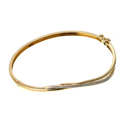 9ct gold diamond wave bangle - Product number 6348998