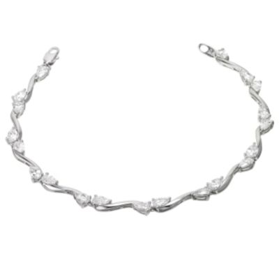 9ct white gold pear cubic zirconia and wave bracelet - Product number 6349005