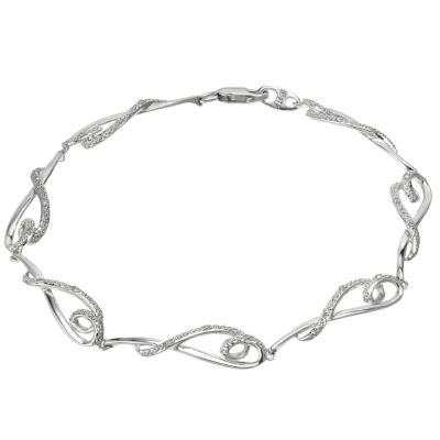 9ct white gold diamond set fancy heart bracelet - Product number 6349013