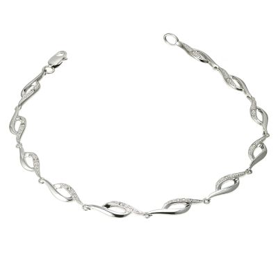 9c white gold diamond wave bracelet - Product number 6349021