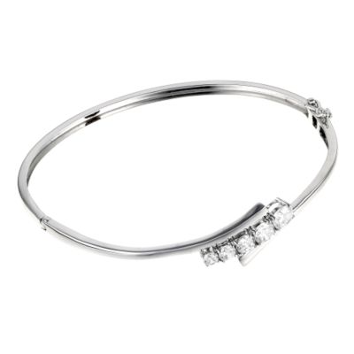 9ct white gold cubic zirconia set wave bangle - Product number 6349145