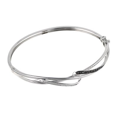 Unbranded 9ct white gold black and white twist bangle
