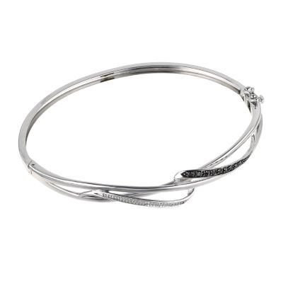 9ct white gold black and white twist bangle