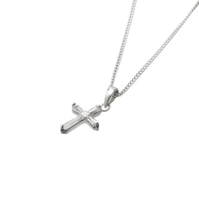 H Samuel Sterling Silver and Cubic Zirconia Cross and