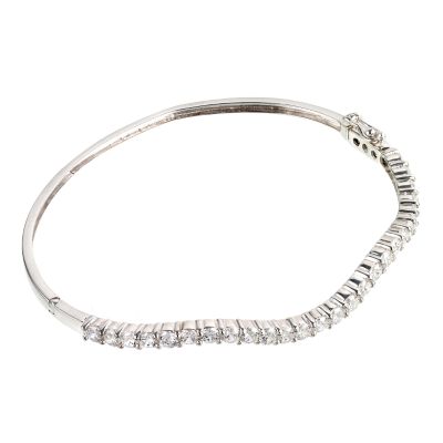 Sterling Silver Cubic Zirconia Wave Bangle