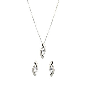 sterling Silver Wave Pendant and Stud Earrings Boxed Set