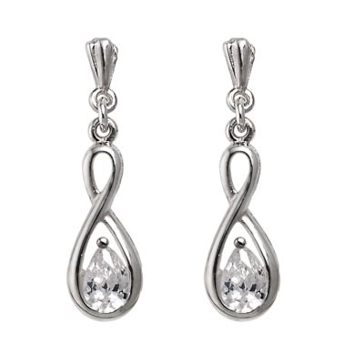 Sterling Silver Cubic Zirconia Figure of 8 Drop Earrings