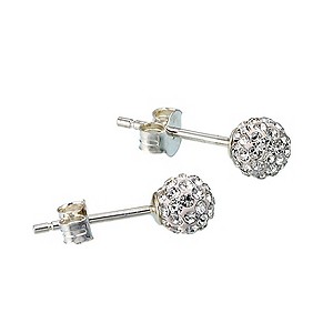 Sterling Silver Crystal Glitter Ball Stud Earrings