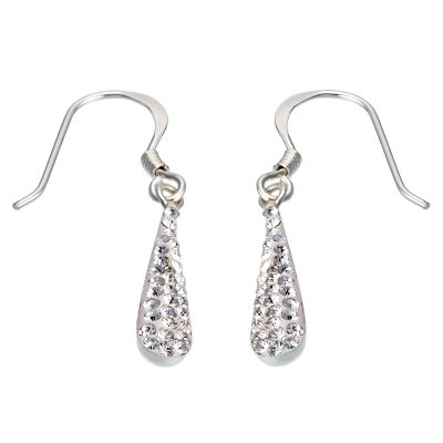 sterling Silver Crystal Glitter Bomb Drop Earrings