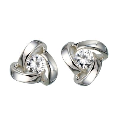 H Samuel Sterling Silver Cubic Zirconia Knot Stud Earrings