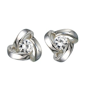 sterling Silver Cubic Zirconia Knot Stud Earrings