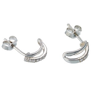 sterling Silver Cubic Zirconia Small Split Wedding Earrings