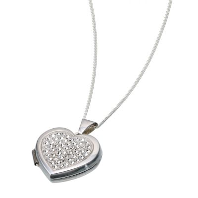 The Glitter Collection Sterling Silver Crystal Set Heart Locket