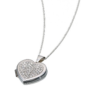 The Glitter Collection Sterling Silver Crystal Set Heart Locket