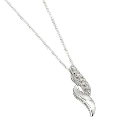 sterling Silver Cubic Zirconia Double Wave Pendant