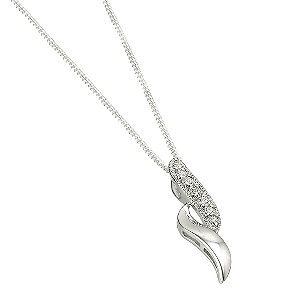 sterling Silver Cubic Zirconia Double Wave Pendant