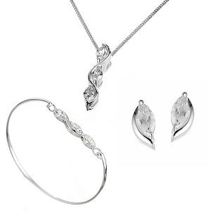 Sterling Silver Earrings Pendant Bracelet