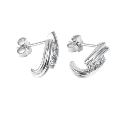 18ct white gold quarter carat diamond three stone earrings - Product number 6353614